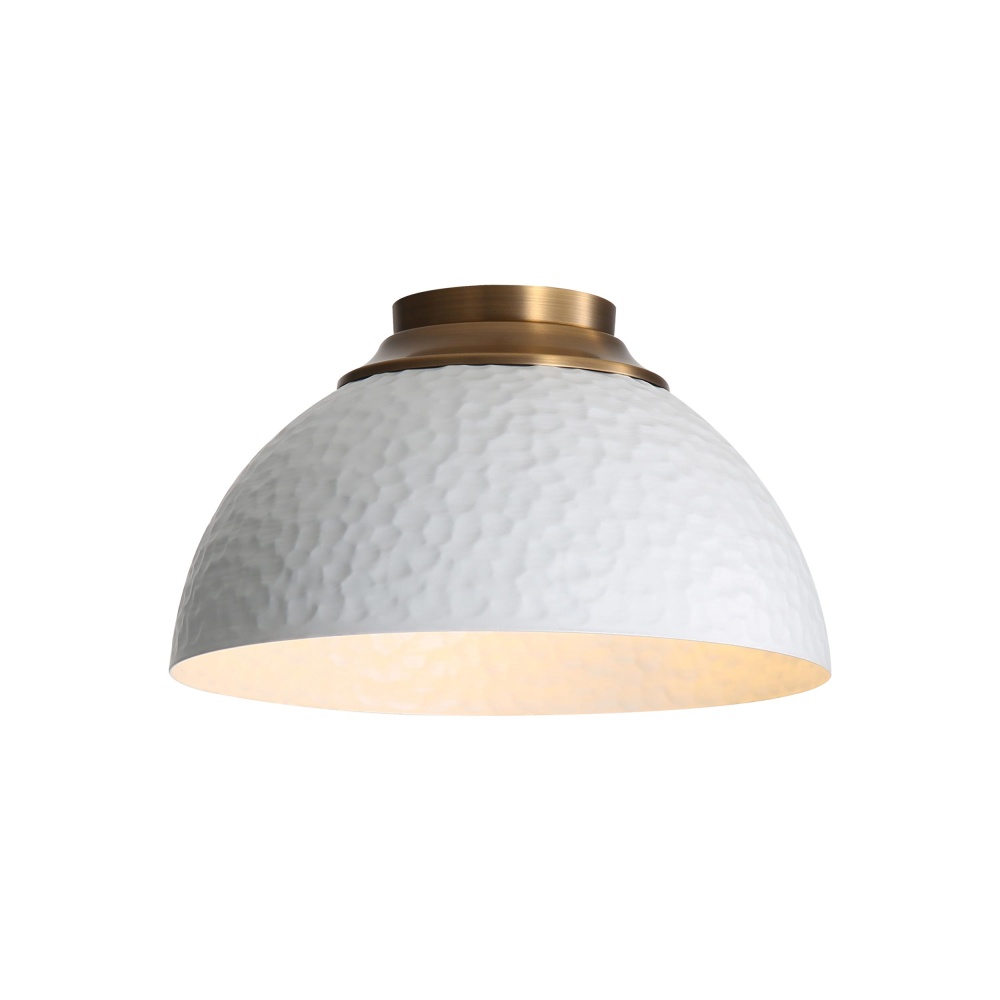Golden Lighting Shepard 3-light Flush Mount in Modern Brass and Matte White shade
